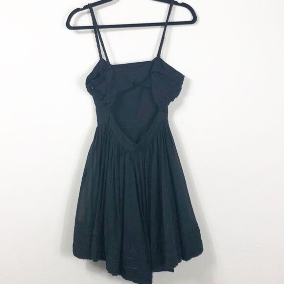 Joie Black Cotton Sun Dress Ruched Bust Open Back Spaghetti Straps Size Small - Picture 4 of 7